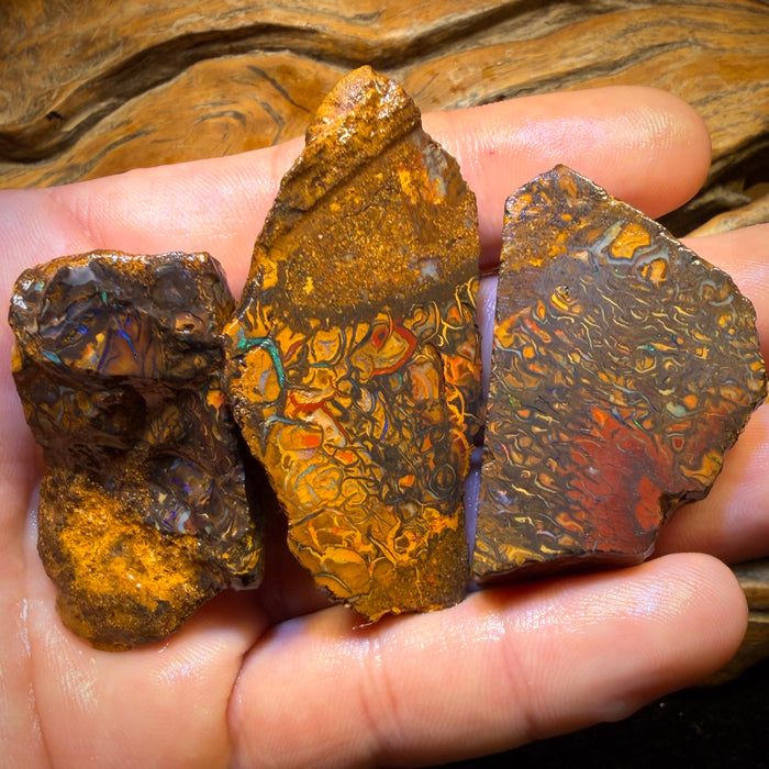 364.7cts - 3x Yowah Nut Tribal Opal Rough Parcel. Australian Boulder Opal
