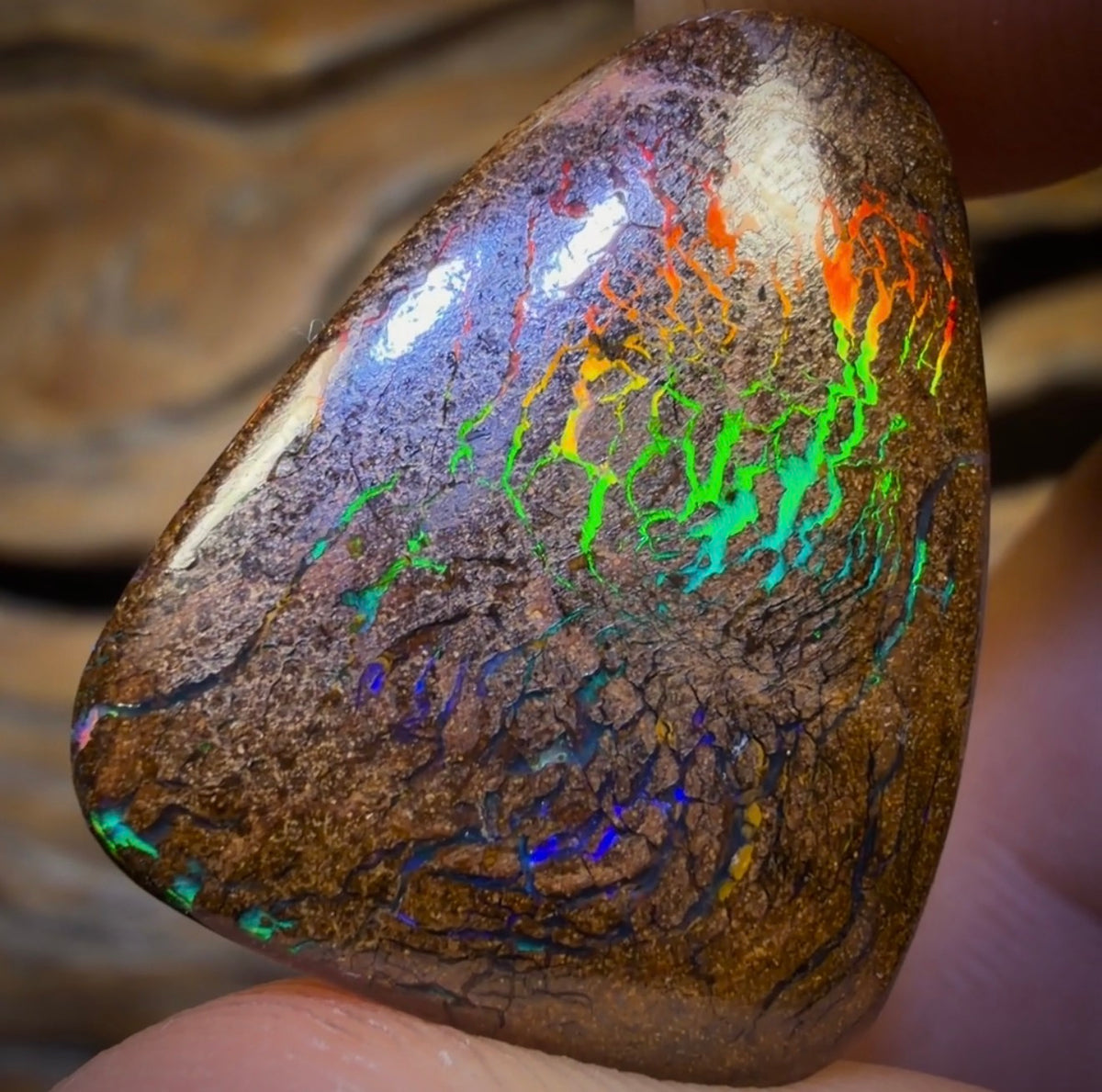 29.1cts - Bubbleband Opal from Winton. Australian Opal