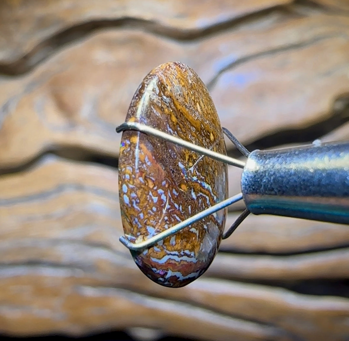 8.2cts - Australian Boulder Opal. Yowah Tribal Top Oval Cut - Opal Whisperers