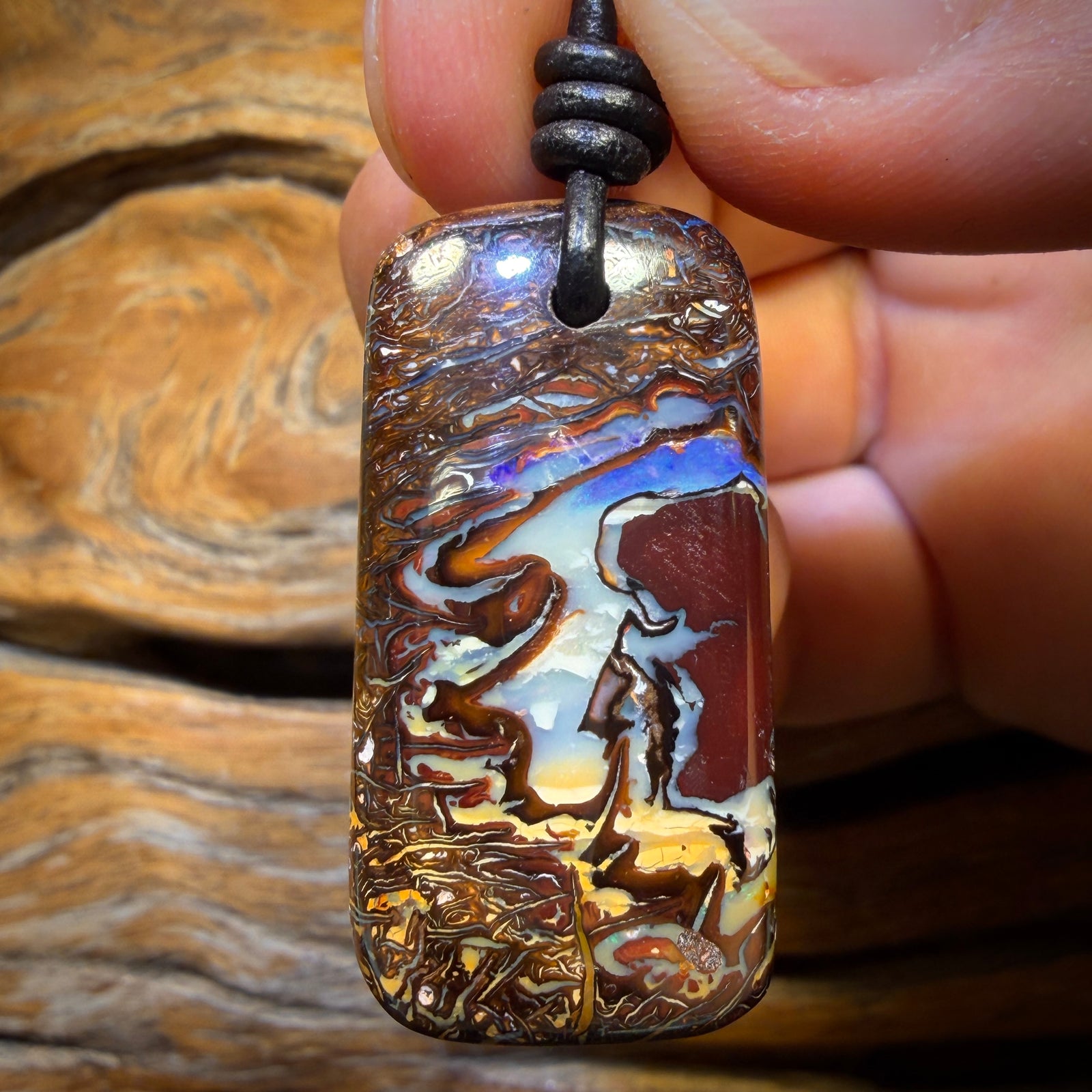 36 x 18mm - Drilled Tribal Queensland Boulder Opal Necklace