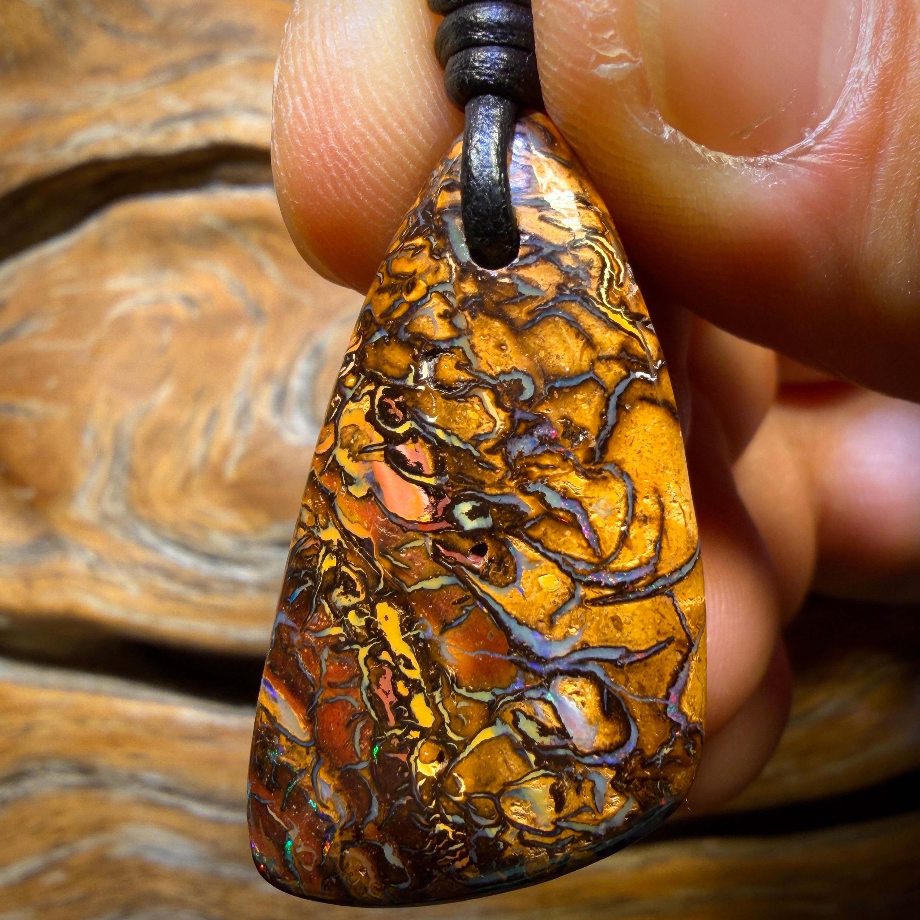 36 x 19mm - Drilled Tribal Queensland Boulder Opal Necklace - Opal