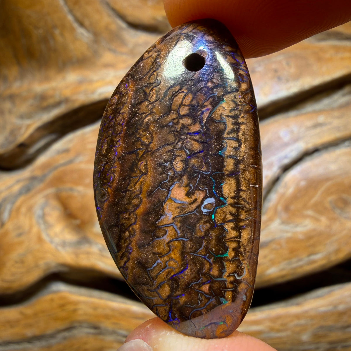 36 x 20mm - Drilled Tribal Queensland Boulder Opal