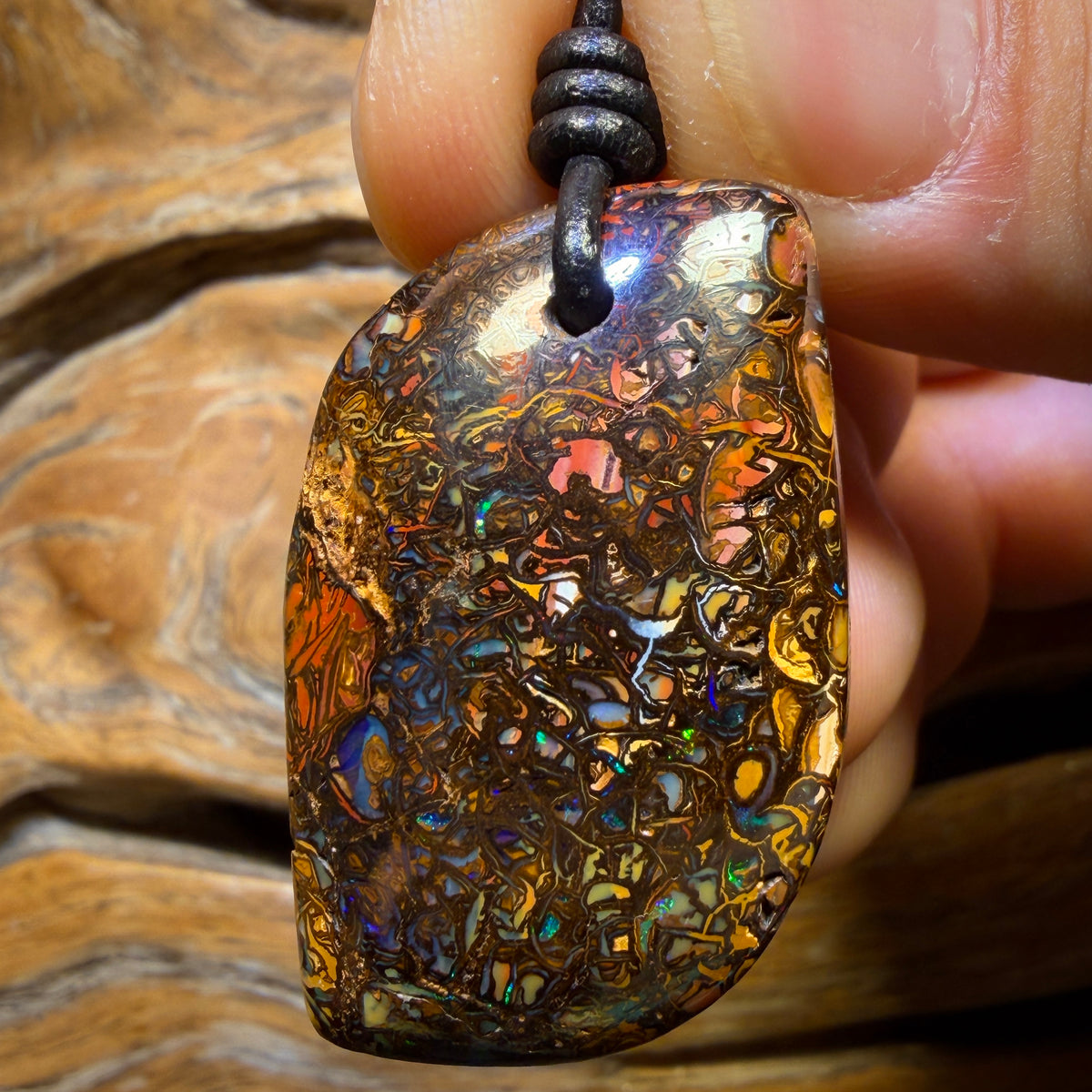 36 x 23mm - Drilled Tribal Queensland Boulder Opal Necklace