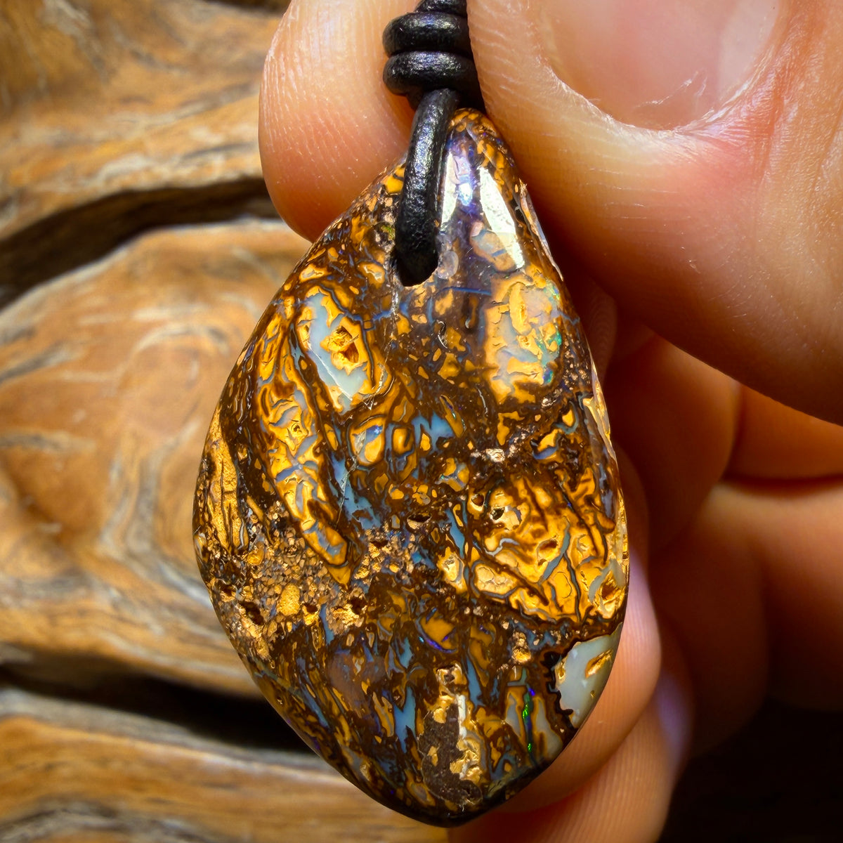 36 x 23mm - Drilled Tribal Queensland Boulder Opal Necklace