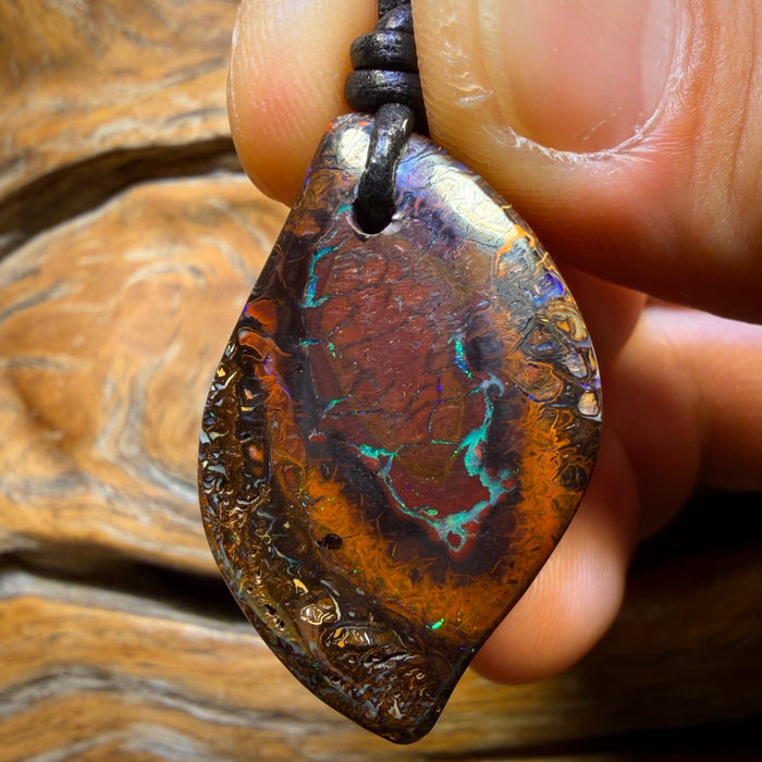 36 x 23mm - Drilled Tribal Queensland Boulder Opal Necklace