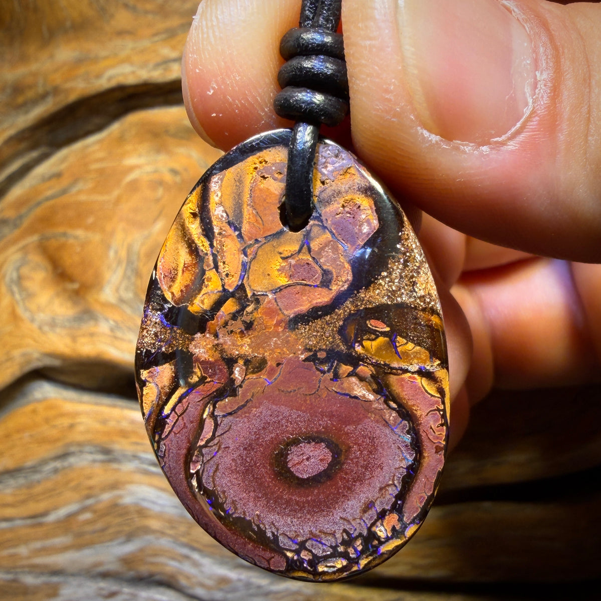 36 x 25mm - Drilled Tribal Queensland Boulder Opal Necklace