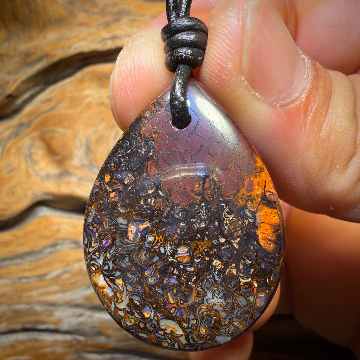 36 x 27mm - Drilled Tribal Queensland Boulder Opal Necklace