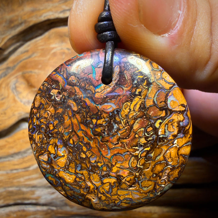 36 x 36mm - Drilled Tribal Queensland Boulder Opal Necklace