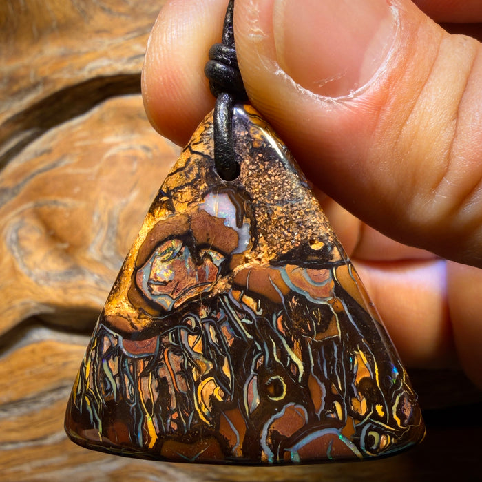 36 x 36mm - Drilled Tribal Queensland Boulder Opal Necklace