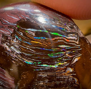 86.9cts - Australian Boulder Opal. Black Tribal Pattern