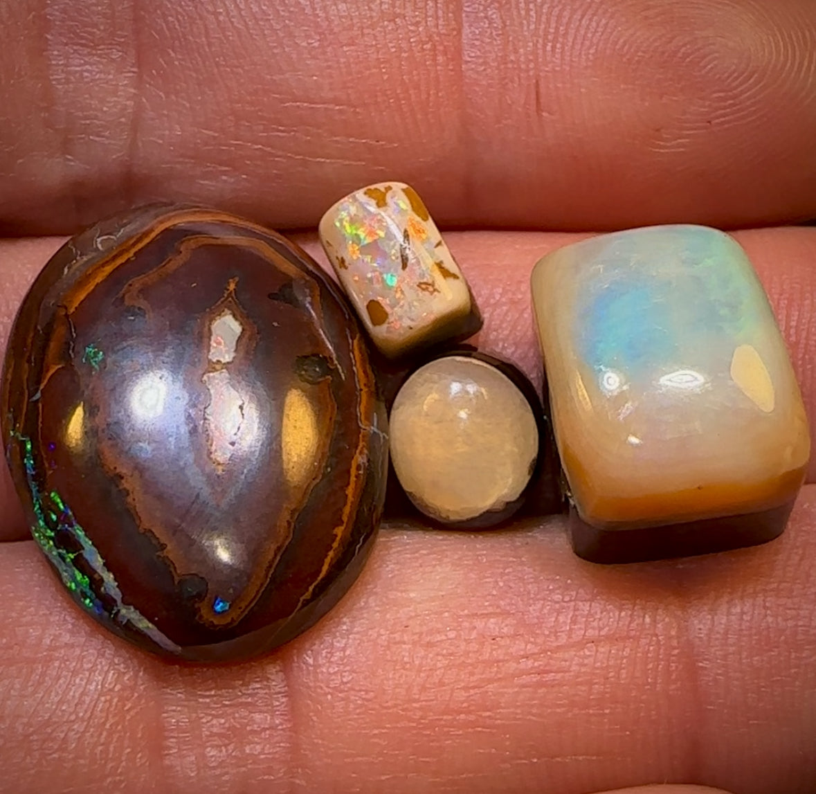 44.5cts - 4x Finished Queensland Boulder Opals with Crystal Centres Wholesale Parcel