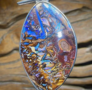 Sterling Silver - Tribal Yowah Solid Australian Boulder Opal Pendant - Opal Whisperers