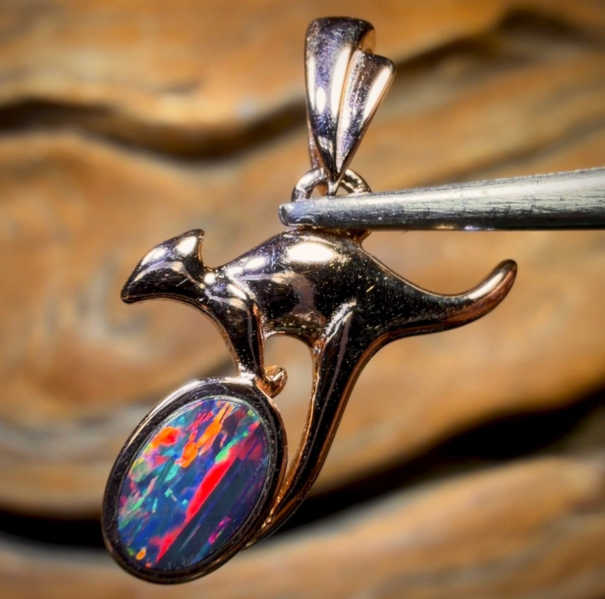 Sterling Silver - Top Stone Australian Boulder Opal Doublet ROO Pendant