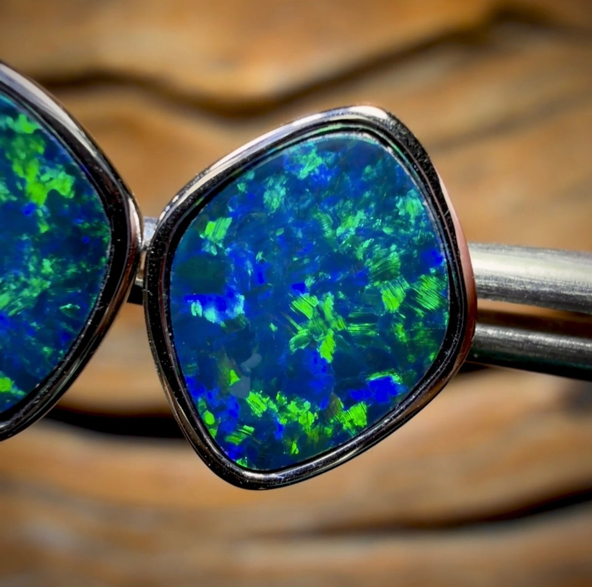 14k White Gold - Classic Queensland Boulder Doublet Earrings Great Size