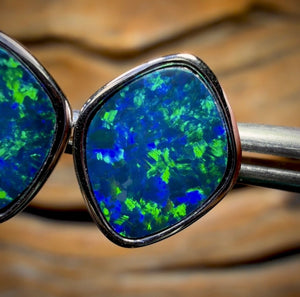 14k White Gold - Classic Queensland Boulder Doublet Earrings Great Size