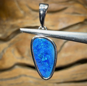 Sterling Silver - Australian Boulder Opal Doublet Pendant - Opal Whisperers