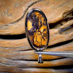 Sterling Silver - Solid Tribal Boulder Opal Pendant UNISEX