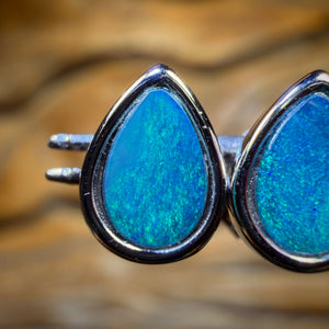 Sterling Silver - Australian Boulder Opal Doublet Stud Earrings