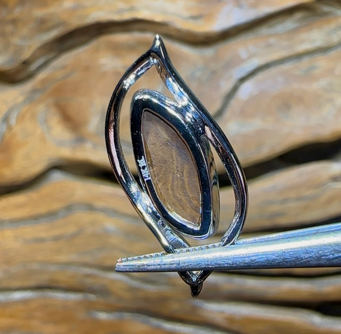 14k White Gold - Queensland Boulder Doublet Opal Pendant - Opal Whisperers