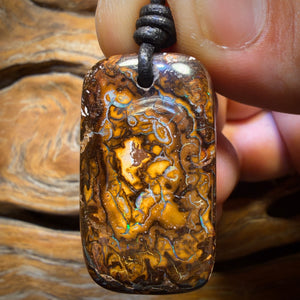 37 x 20mm - Drilled Tribal Queensland Boulder Opal Necklace