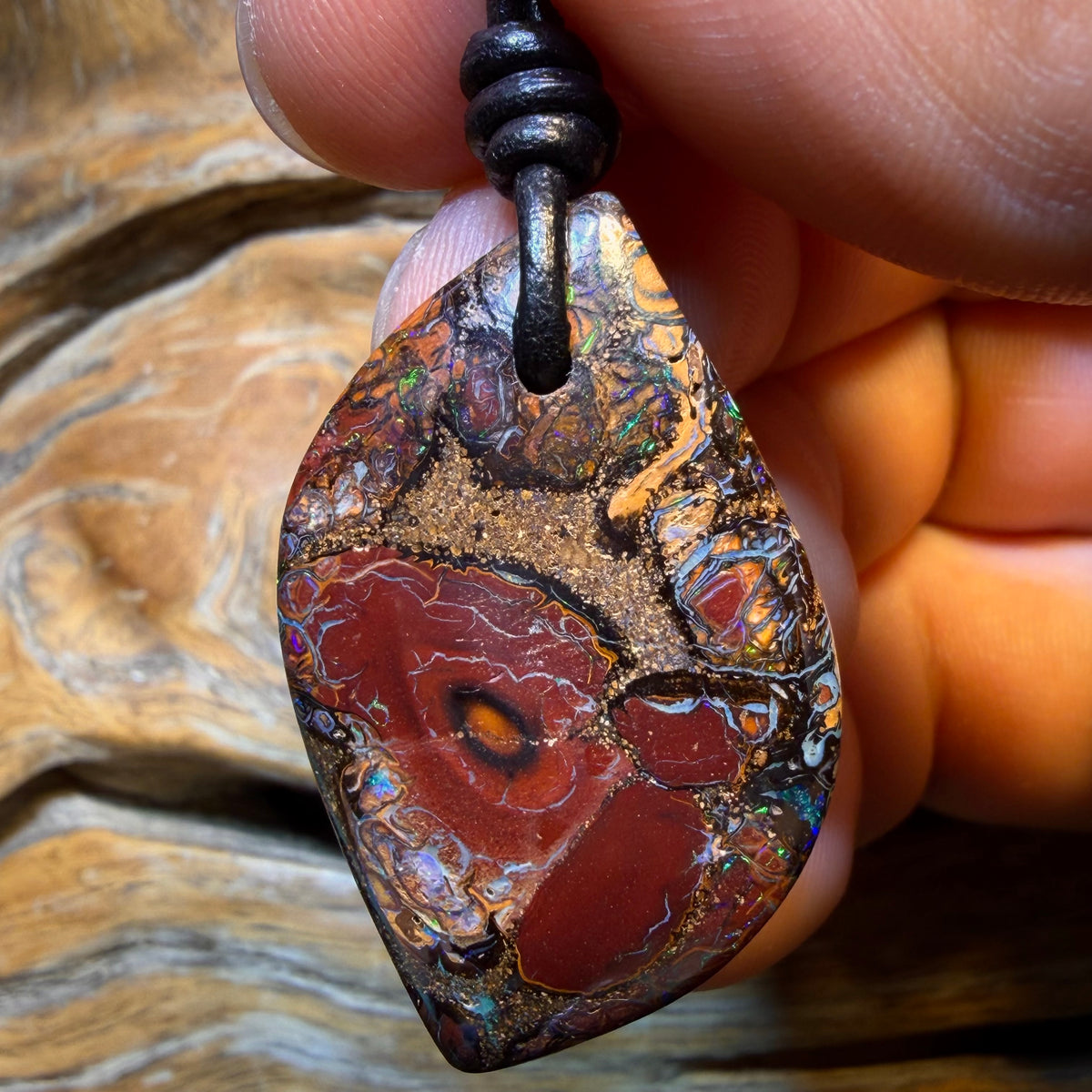 37 x 23mm - Drilled Tribal Queensland Boulder Opal Necklace