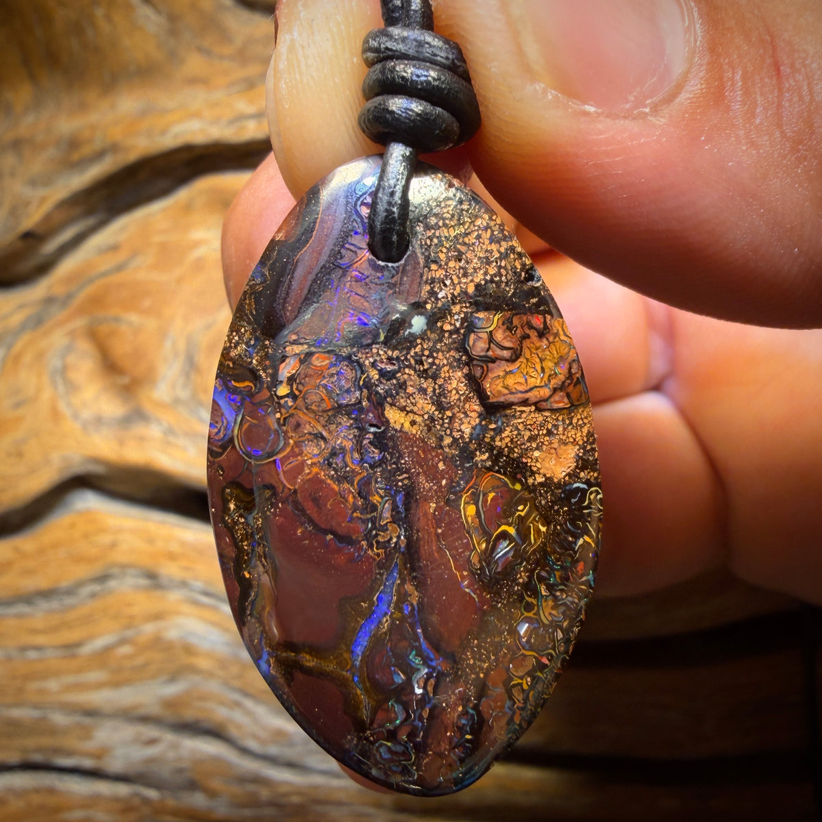 37 x 23mm - Drilled Tribal Queensland Boulder Opal Necklace