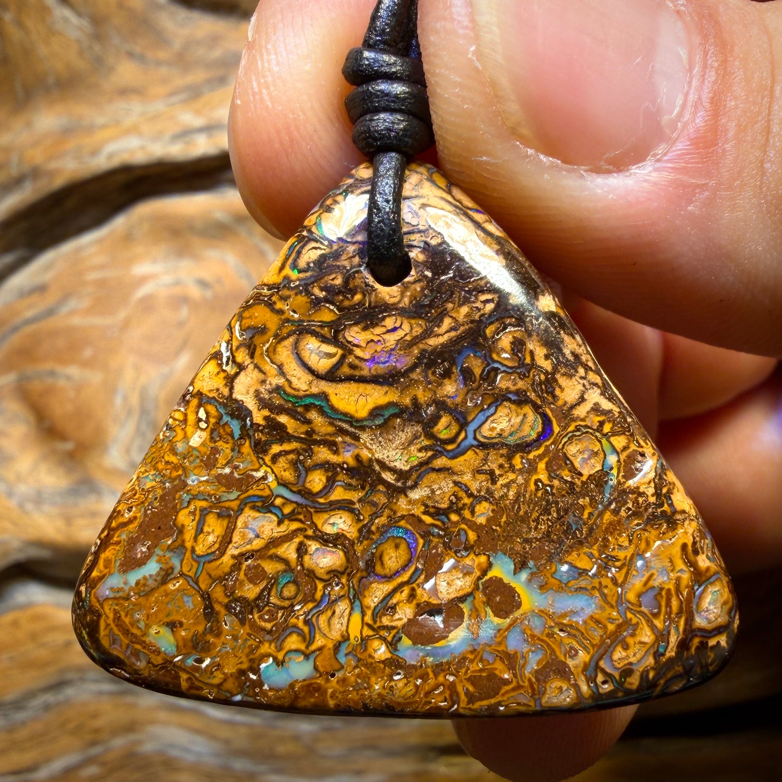 37 x 31mm - Drilled Tribal Queensland Boulder Opal Necklace