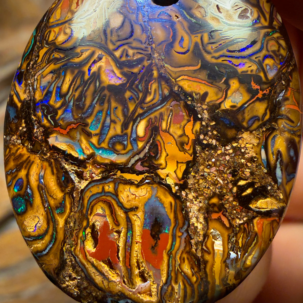 33 x 25mm - Wow Top Drilled Tribal Queensland Boulder Opal Picture Stone  Necklace
