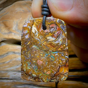 37 x 28mm - Wow Tribal Drilled Tan Boulder Opal Necklace