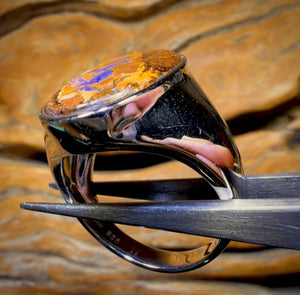 Bague unisexe en argent sterling et opale massive