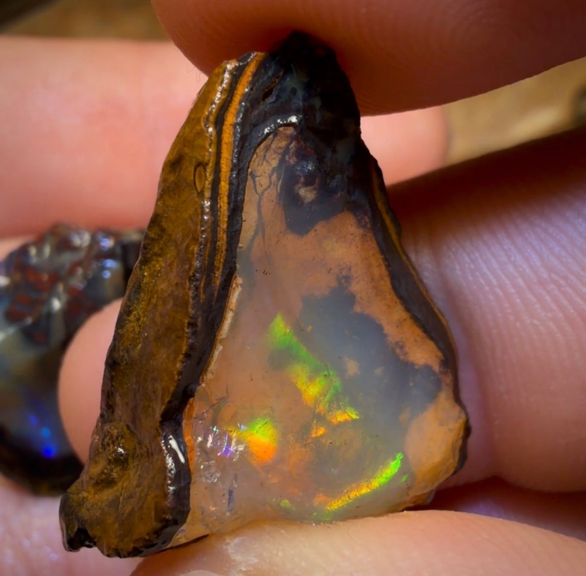 42,4 ct – 2 seltene, rohe Yowah-Nuss-Kristallopale im Zentrum