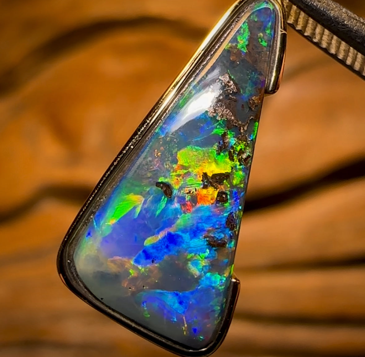 Top Class Top Stone 14k Gold - Solid Queensland Boulder Opal Pendant
