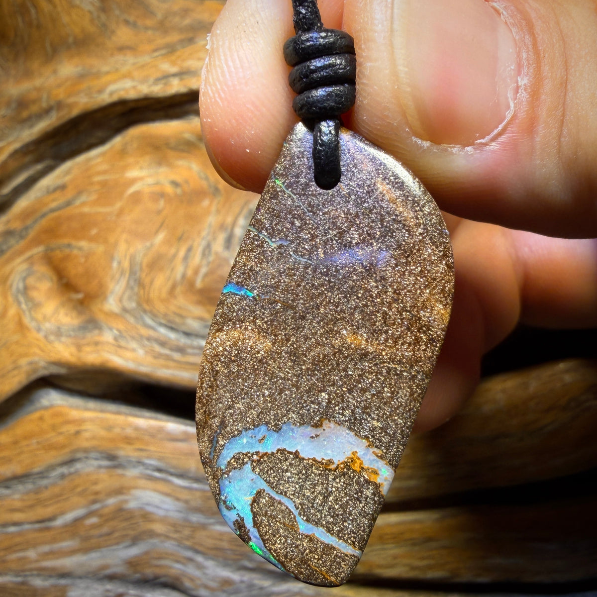 38 x 18mm - Drilled Australian Boulder Opal Necklace