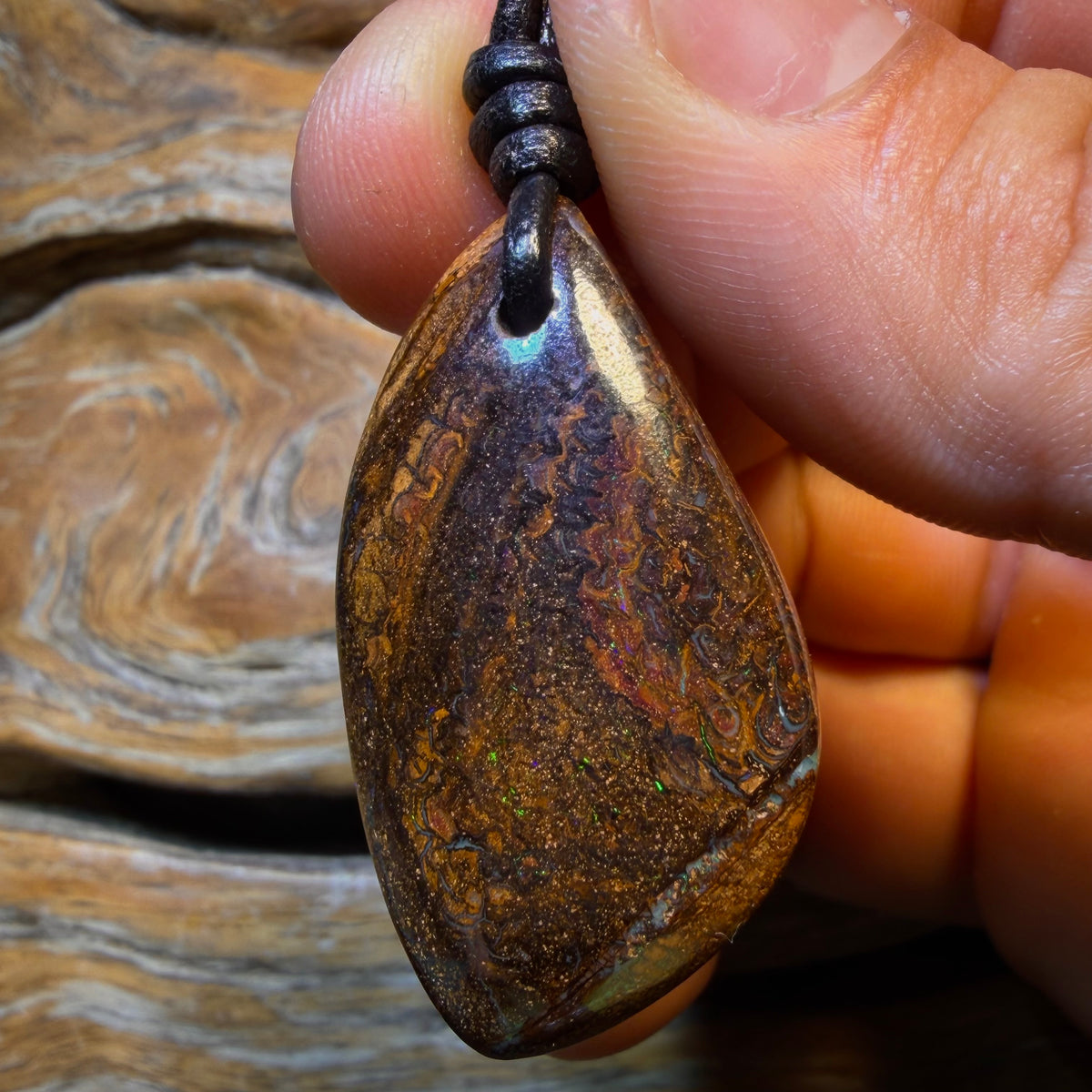 38 x 21mm - Drilled Tribal Queensland Boulder Opal Necklace