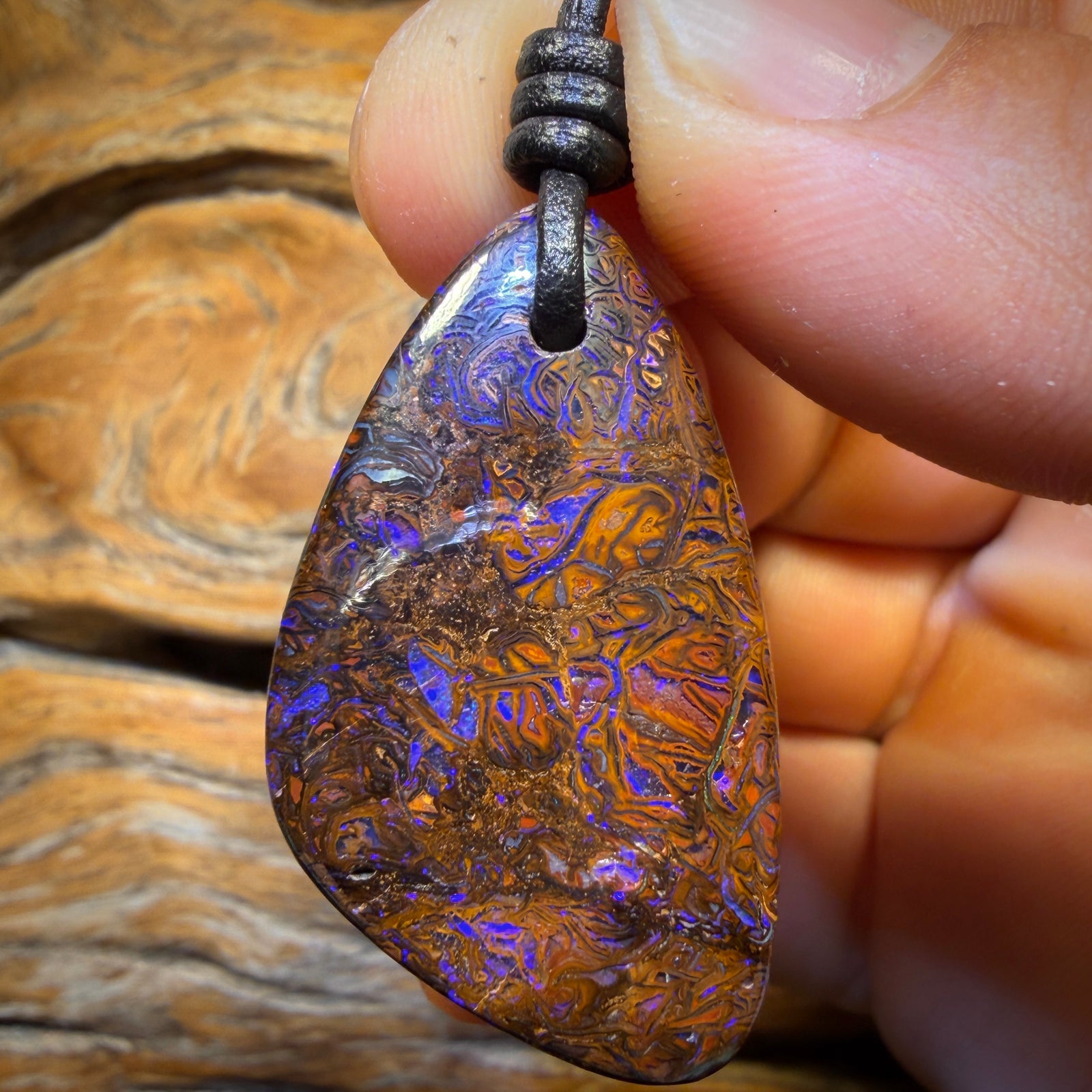 38 x 22mm - Drilled Tribal Queensland Boulder Opal Necklace