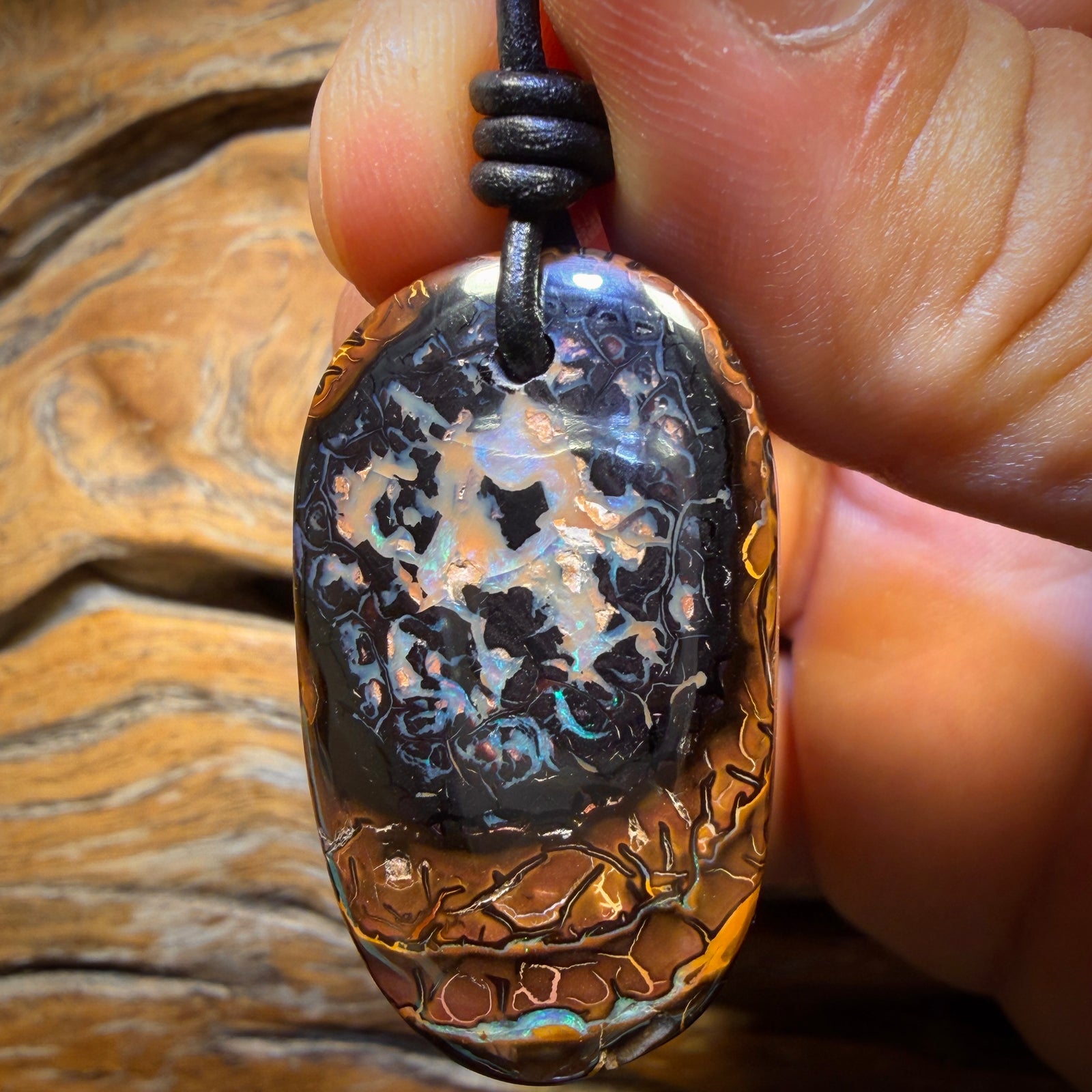 38 x 22mm - Drilled Tribal Queensland Boulder Opal Necklace