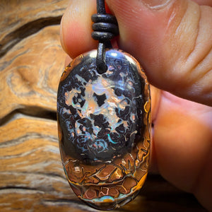 38 x 22mm - Drilled Tribal Queensland Boulder Opal Necklace