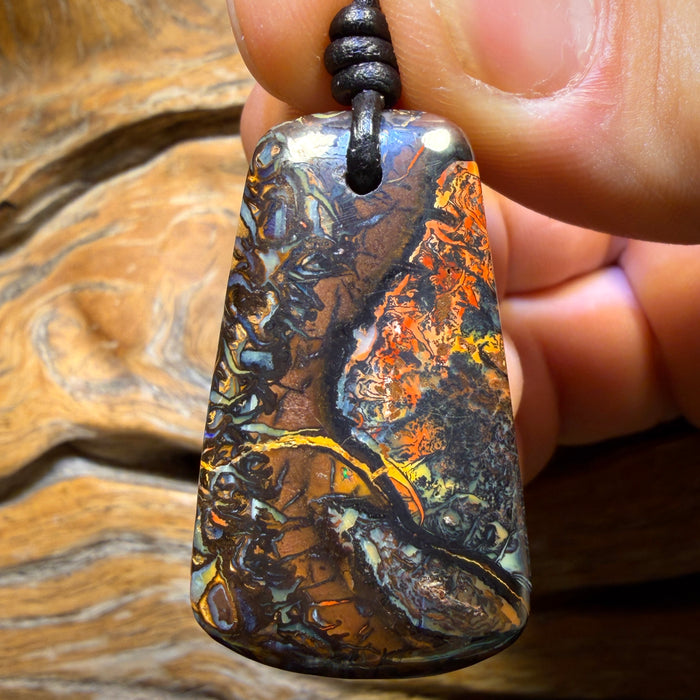 38 x 23mm - Drilled Tribal Queensland Boulder Opal Necklace