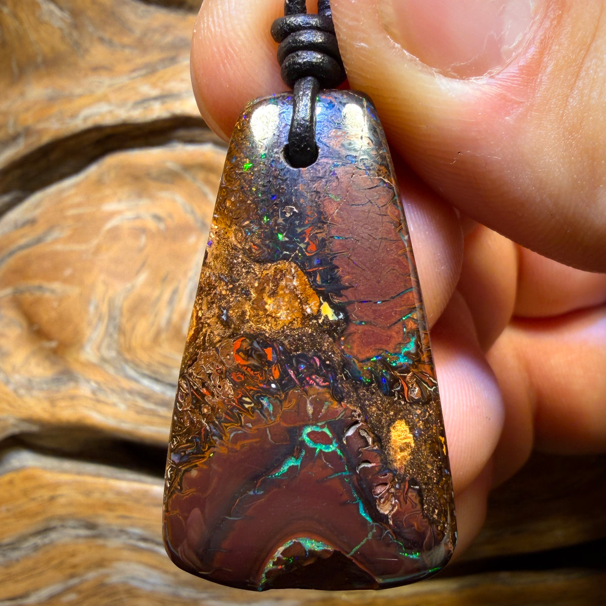 38 x 23mm - Drilled Tribal Queensland Boulder Opal Necklace