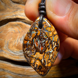 38 x 24mm - Drilled Tribal Queensland Boulder Opal Necklace