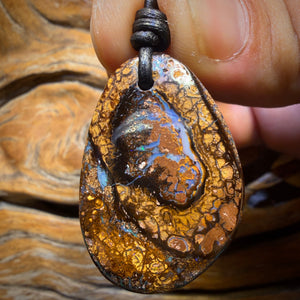 38 x 26mm - Drilled Tribal Queensland Boulder Opal Necklace