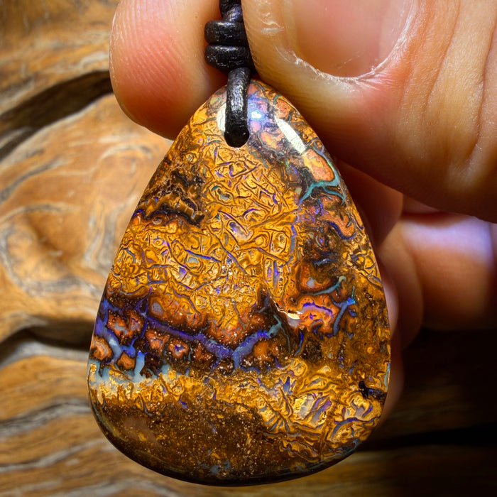 38 x 28mm - Drilled Tribal Queensland Boulder Opal Necklace