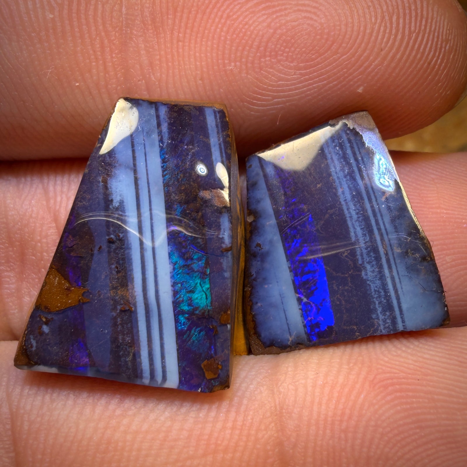 39.2cts - Australian Boulder Seam Opal Polished Specimen Pair