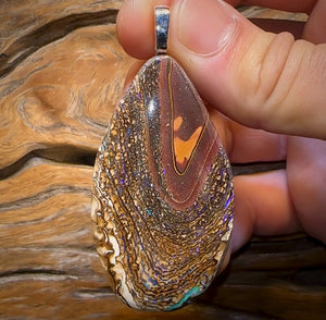 Solid XL Tribal Queensland Boulder Opal Unisex Pendant