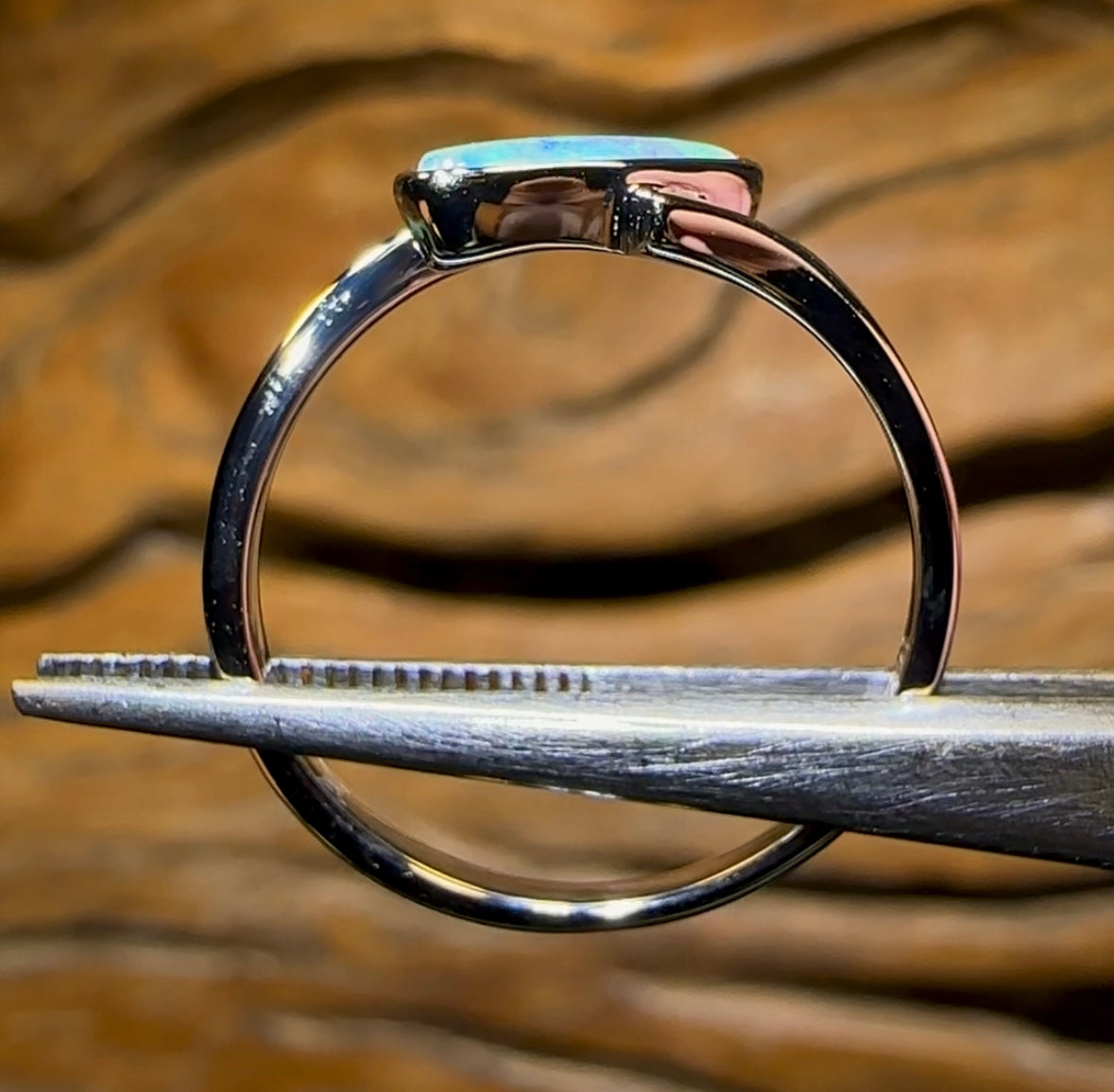 14k White Gold - Solid South Australian Crystal Opal Ring