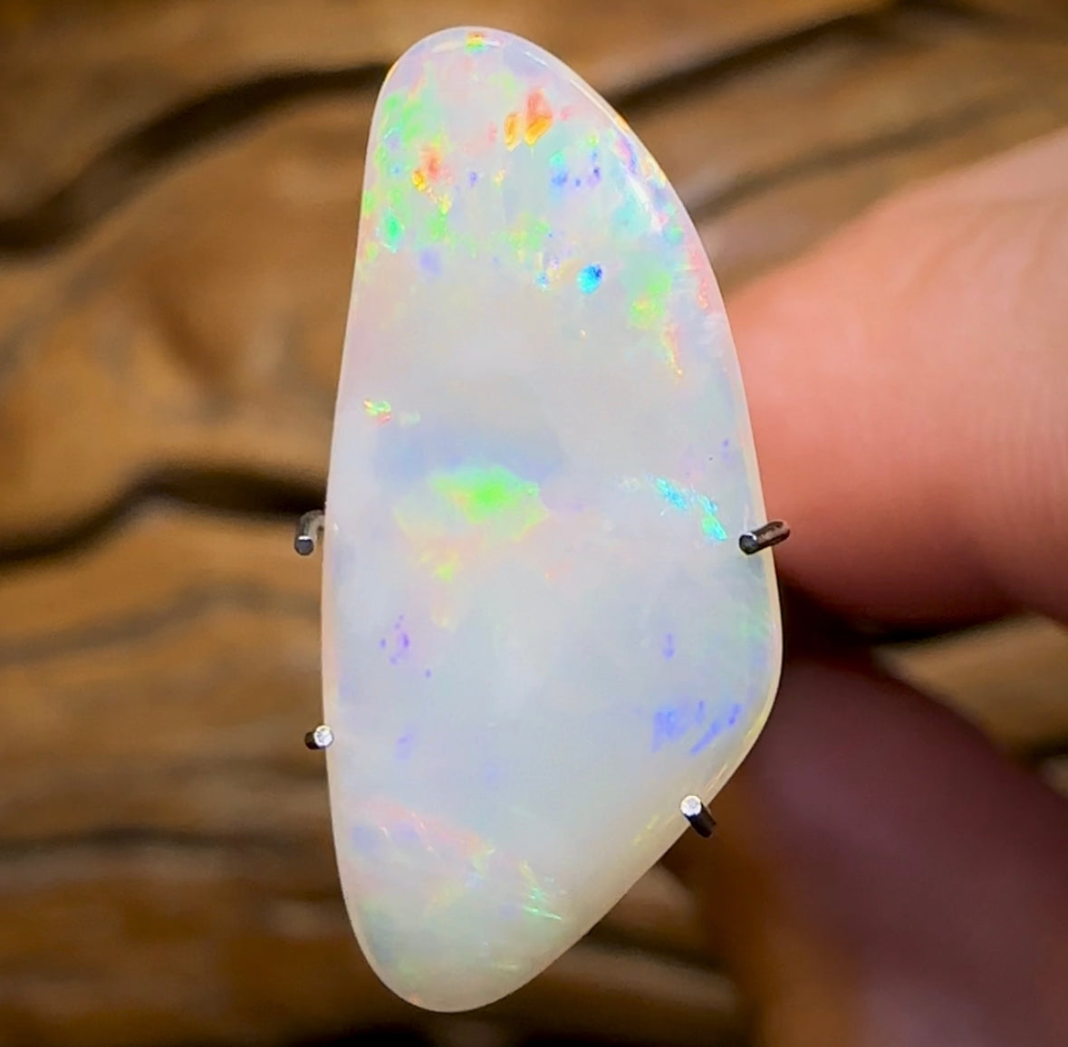 3.4cts - South Australian White Opal, Double Sided - Opal Whisperers