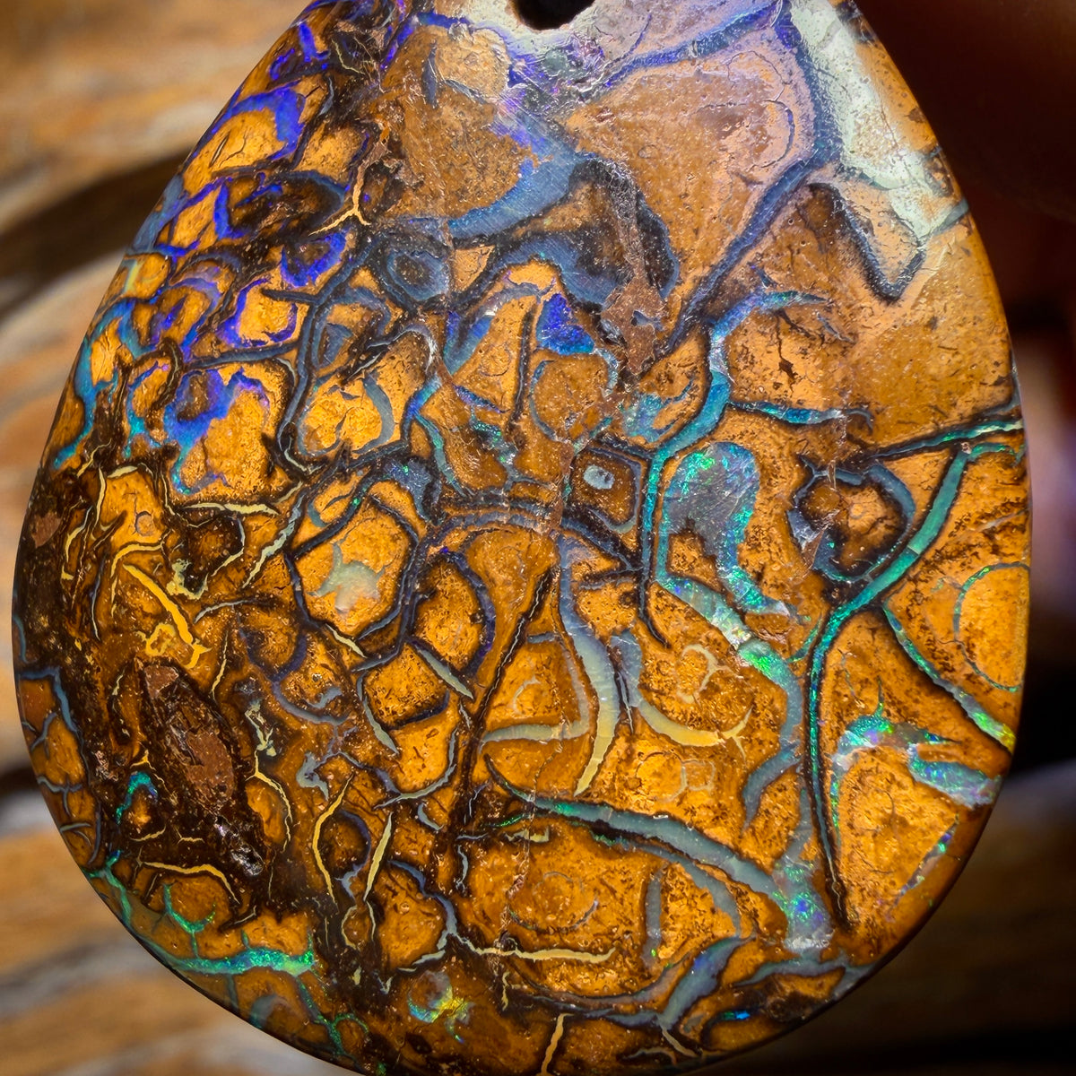 Cool Art! 38 x 31mm - Drilled Tribal Queensland Boulder Opal Necklace