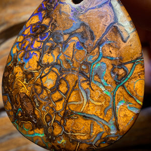 Cool Art! 38 x 31mm - Drilled Tribal Queensland Boulder Opal Necklace