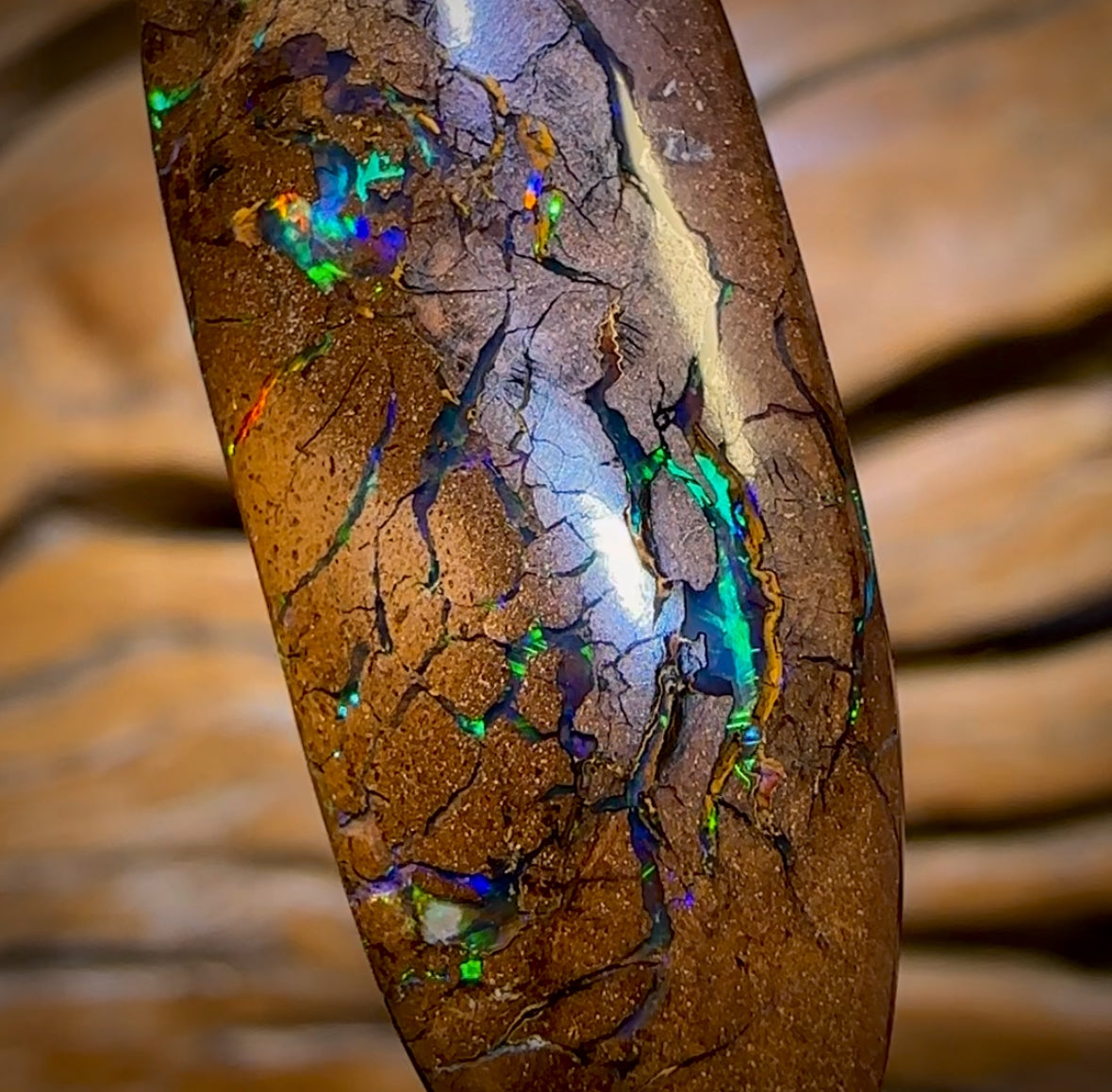 30.9cts - Queensland Boulder Opal from Yowah. Electric Green!