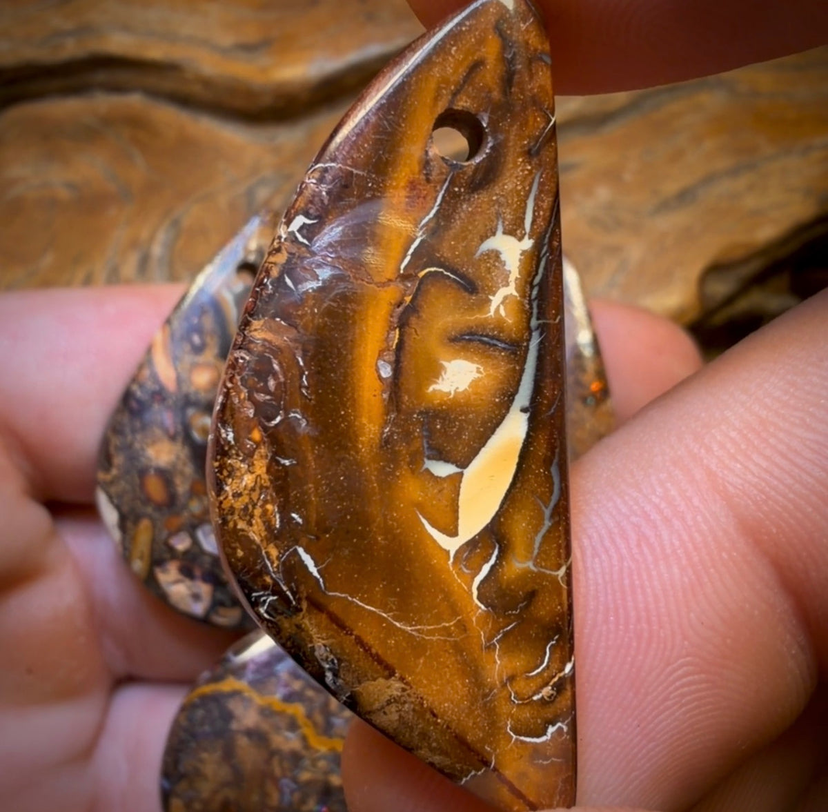 147.3cts - 5x Drilled Queensland Boulder Opals. Wholesale Parcel